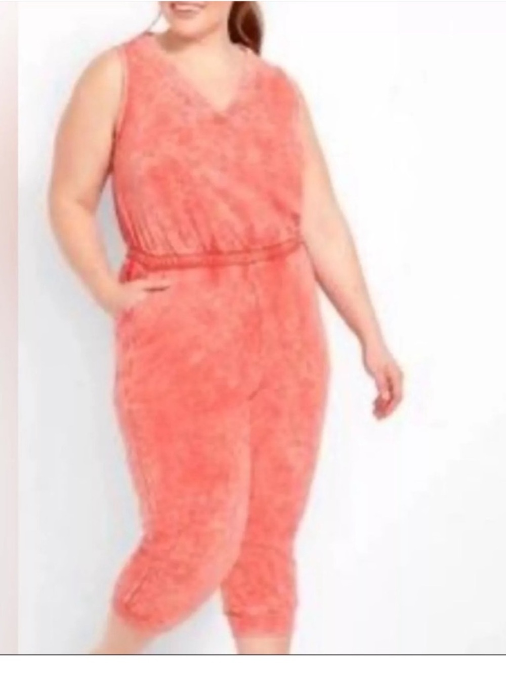 NWT Lane Bryant Livi Active v neck tie dye French terry jumpsuit size 22/24